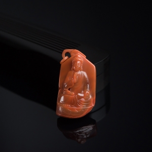 柿子红南红大日如来吊坠