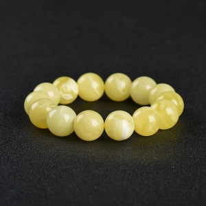 15mm柠檬黄白花蜜单圈手串