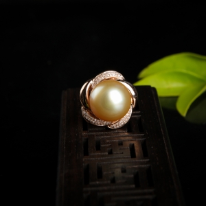 18k金色珍珠戒指