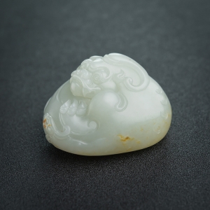 籽料俏色和田玉貔貅手把件