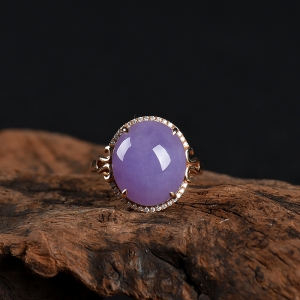 18k糯种紫罗兰翡翠戒指