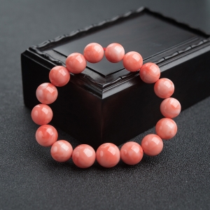 10mm深水粉色珊瑚单圈手串