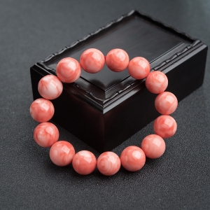 13mm深水粉色珊瑚单圈手串