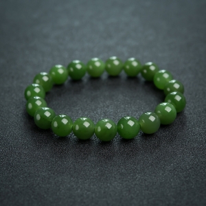 9.5mm山料和田碧玉单圈手串