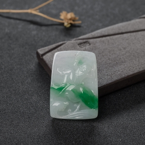 糯种飘翠翡翠莲花童子吊坠