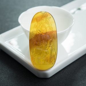 棕珀不动明王吊坠