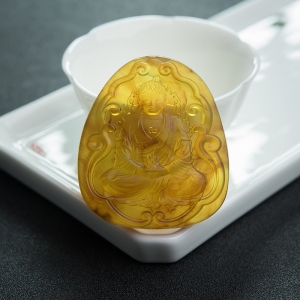 棕珀大日如来吊坠