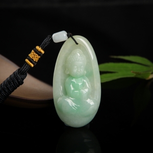 糯种飘翠翡翠宝宝佛吊坠