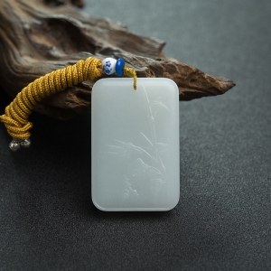 山料和田白玉竹报平安吊坠