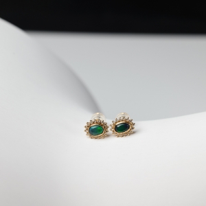 18K金镶钻欧泊耳钉