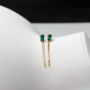 18K金镶鲜绿祖母绿耳钉