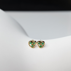 18K金镶鲜绿祖母绿耳钉