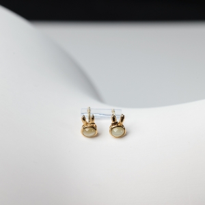 18K金镶猫眼黄色金绿宝石耳钉