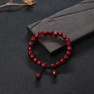 阿卡深红珊瑚桶珠手链