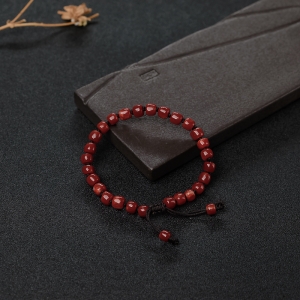 阿卡正红珊瑚桶珠手链