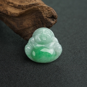 糯种飘翠翡翠佛吊坠