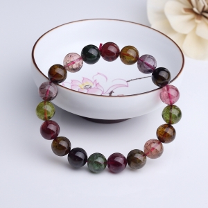 9.5mm彩虹碧玺单圈手串