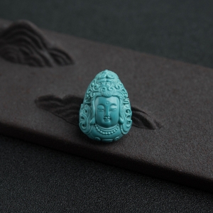 高瓷蓝绿松石观音吊坠