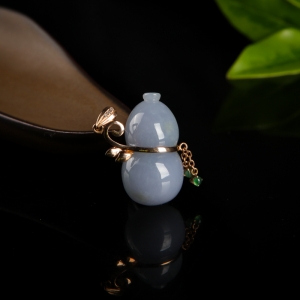 18k糯种浅紫翡翠福禄吊坠