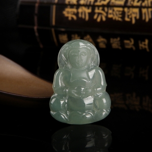油青种翡翠观音吊坠