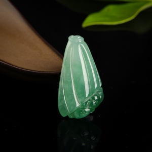 糯种蓝绿翡翠招财进宝吊坠