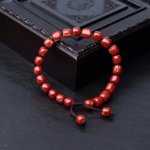 阿卡正红珊瑚桶珠手链