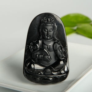 糯种墨翠观音吊坠