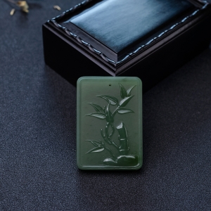 山料和田碧玉竹节吊坠