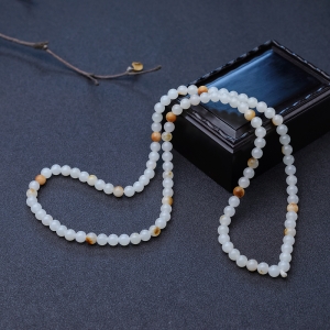 6mm籽料俏色和田玉珠链