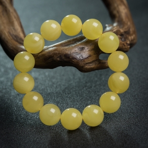 14.5mm鸡油黄蜜蜡单圈手串