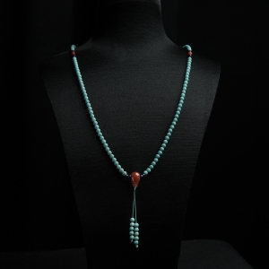 4mm中高瓷铁线浅蓝绿松石项链