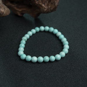 7mm中高瓷铁线浅蓝绿松石单圈手串