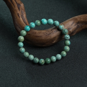 7.5mm中高瓷铁线俏色绿松石单圈手串