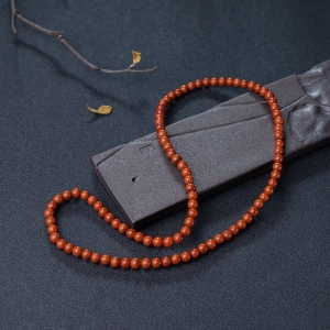 6mm柿子红南红项链