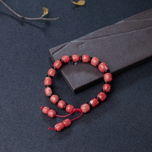 MOMO橘红珊瑚苹果珠单圈手串