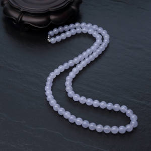 9mm糯冰种淡紫色翡翠项链