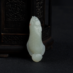 籽料和田青白玉金玉满堂吊坠