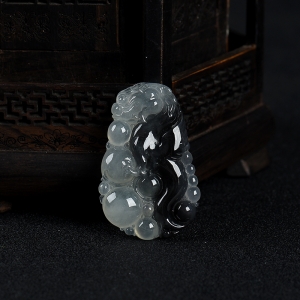 糯种俏色翡翠福寿如意吊坠