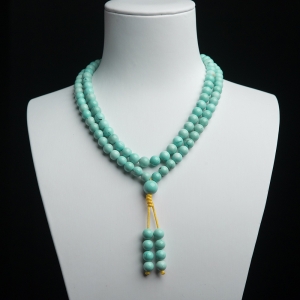 6.5mm中高瓷铁线蓝绿松石108佛珠