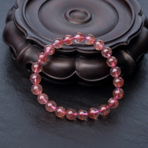 8mm金草莓晶单圈手串