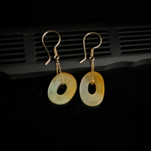 18K糯种黄翡耳坠