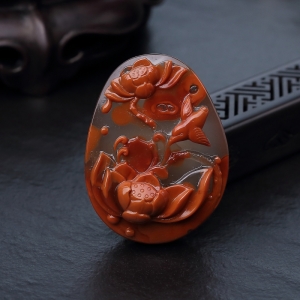 冰飘料南红花吊坠