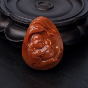 柿子红南红佛吊坠