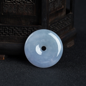 糯种浅紫翡翠平安扣吊坠