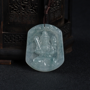 糯冰种飘花翡翠虚空藏吊坠