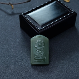 山料和田碧玉普贤菩萨吊坠