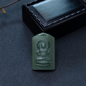 山料和田碧玉不动明王吊坠