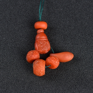 柿子红南红回纹珠配件