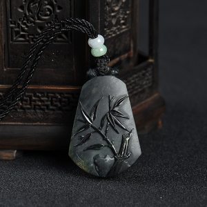 糯种墨翠高风亮节吊坠