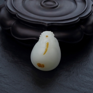 山料和田羊脂白玉龙龟吊坠